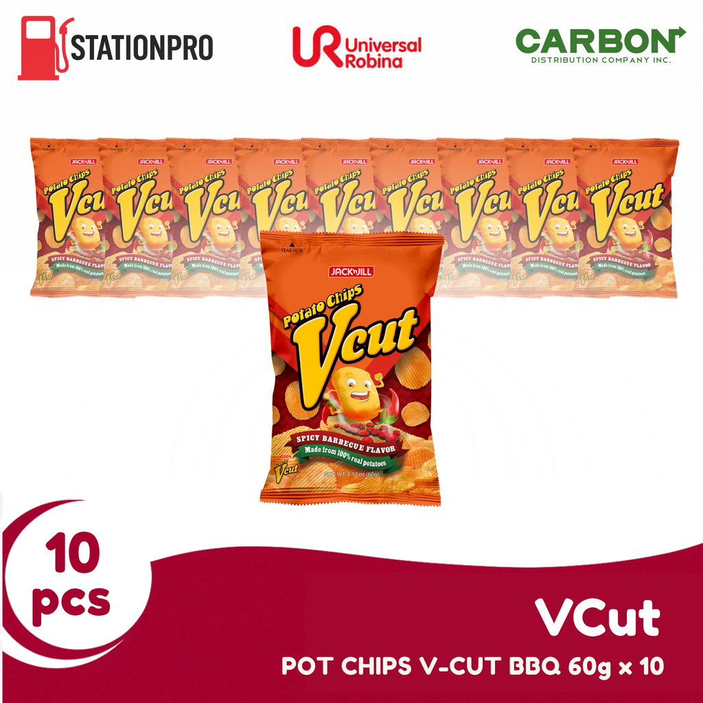 POT CHIPS V-CUT BBQ 60g x 10